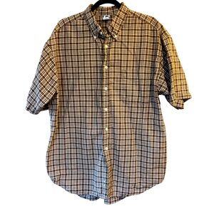Vintage GAP Factory Plaid Button Down Shirt - XL - Brown/Tan Short Sleeve